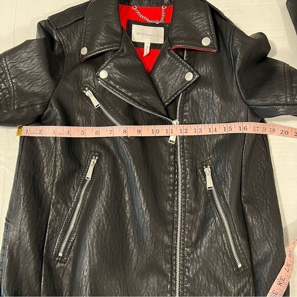 BCBGeneration Long Faux Leather Asymmetrical Zip Moto Jacket | Size S - Picture 11 of 11